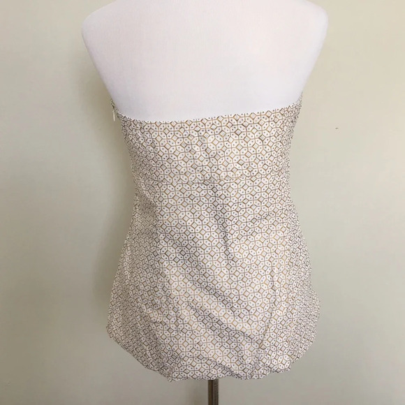 J. Crew summer cotton strapless long tube top zip side cream w gold copper Sz10 - Picture 3 of 10